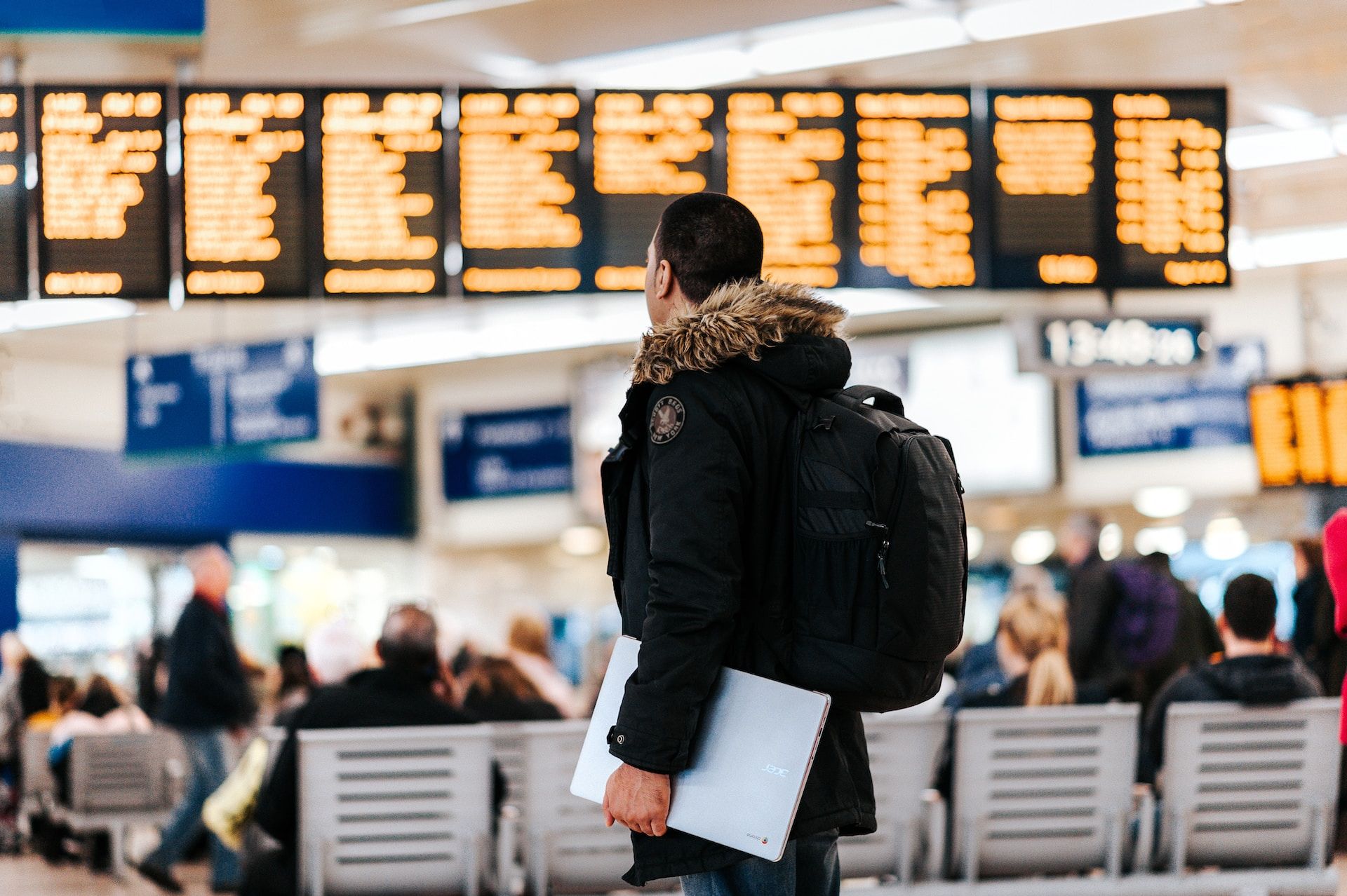 person traveling in the airport